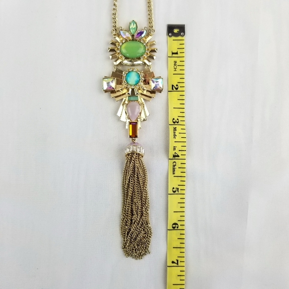 ABS by Allen Schwartz Long Statement Necklace Art Deco Medallions - Picture 5 of 14